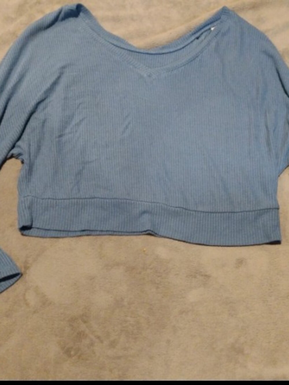 Auden Soft Blue Ribbed Long Sleeve Pajama Sleep Top - Size S
